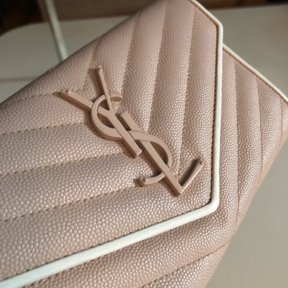 Yves Saint Laurent Blush Pink Quilted Envelope Wallet - Picture 5 of 9